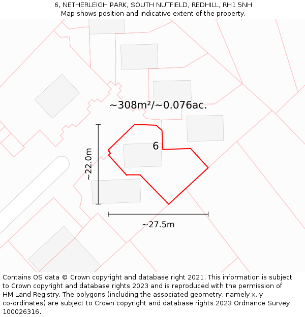 6, NETHERLEIGH PARK, SOUTH NUTFIELD, REDHILL, RH1 5NH: Plot and title map