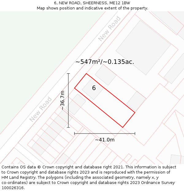 6, NEW ROAD, SHEERNESS, ME12 1BW: Plot and title map