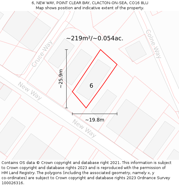 6, NEW WAY, POINT CLEAR BAY, CLACTON-ON-SEA, CO16 8LU: Plot and title map