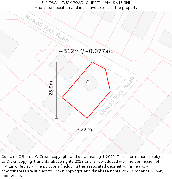 6, NEWALL TUCK ROAD, CHIPPENHAM, SN15 3NL: Plot and title map