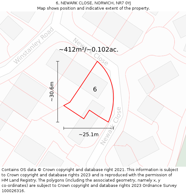 6, NEWARK CLOSE, NORWICH, NR7 0YJ: Plot and title map