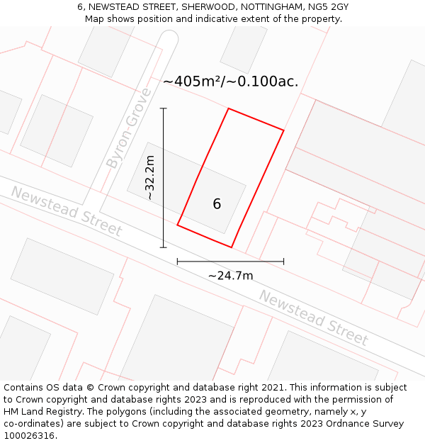 6, NEWSTEAD STREET, SHERWOOD, NOTTINGHAM, NG5 2GY: Plot and title map