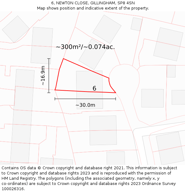 6, NEWTON CLOSE, GILLINGHAM, SP8 4SN: Plot and title map