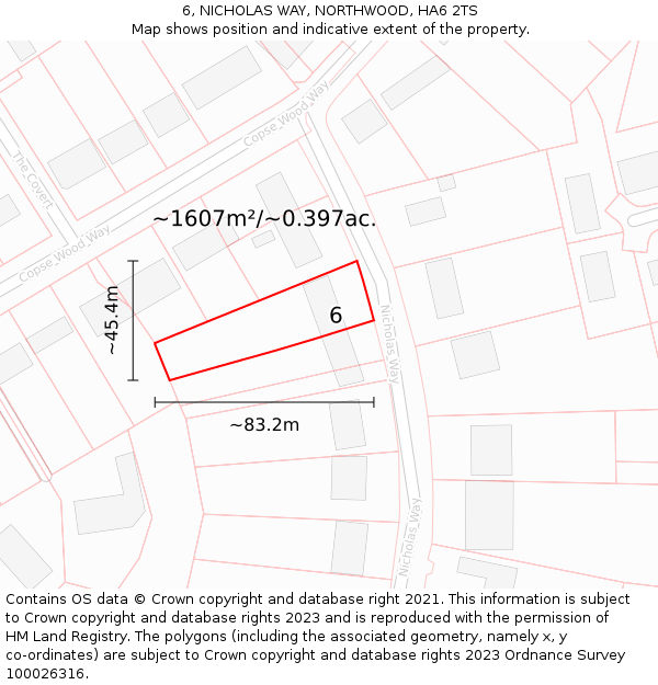 6, NICHOLAS WAY, NORTHWOOD, HA6 2TS: Plot and title map