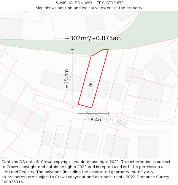 6, NICHOLSON WAY, LEEK, ST13 8TF: Plot and title map