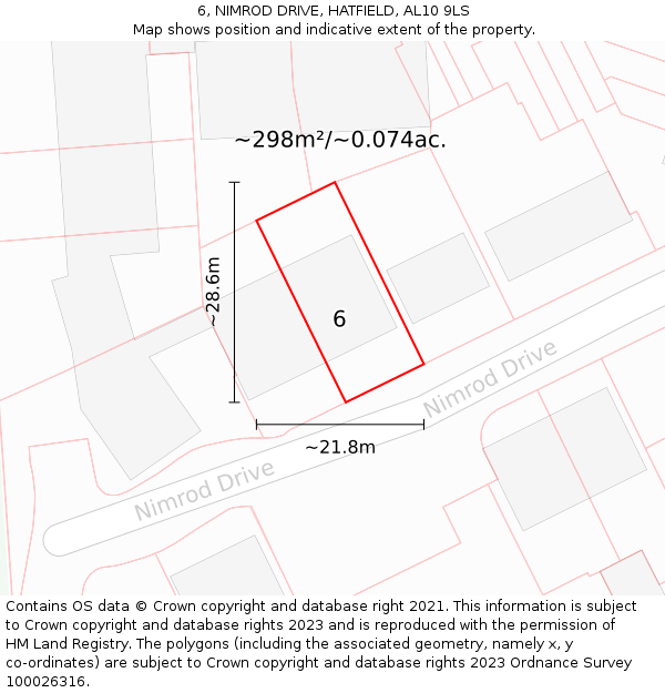 6, NIMROD DRIVE, HATFIELD, AL10 9LS: Plot and title map