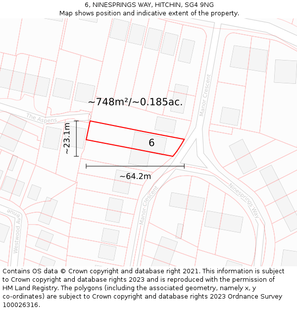 6, NINESPRINGS WAY, HITCHIN, SG4 9NG: Plot and title map