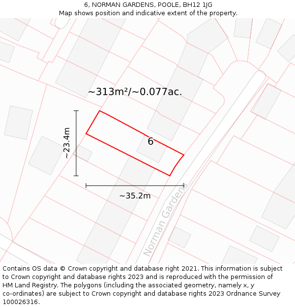 6, NORMAN GARDENS, POOLE, BH12 1JG: Plot and title map