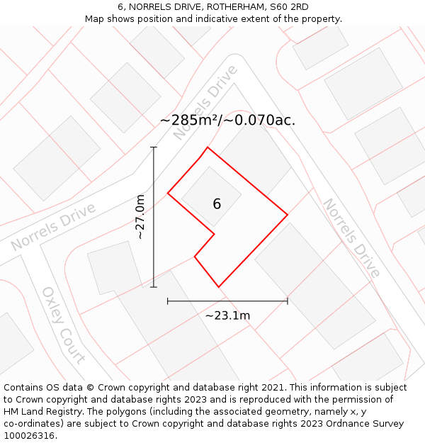 6, NORRELS DRIVE, ROTHERHAM, S60 2RD: Plot and title map