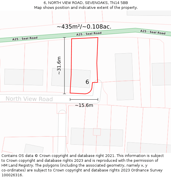 6, NORTH VIEW ROAD, SEVENOAKS, TN14 5BB: Plot and title map