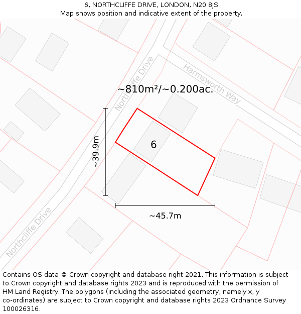 6, NORTHCLIFFE DRIVE, LONDON, N20 8JS: Plot and title map