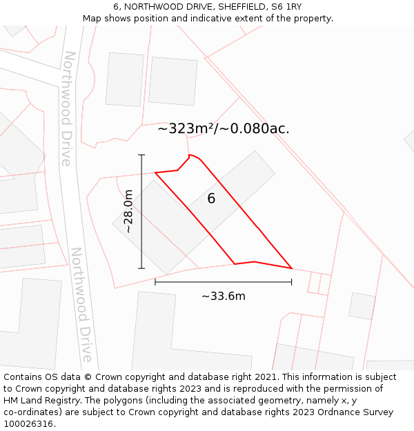 6, NORTHWOOD DRIVE, SHEFFIELD, S6 1RY: Plot and title map