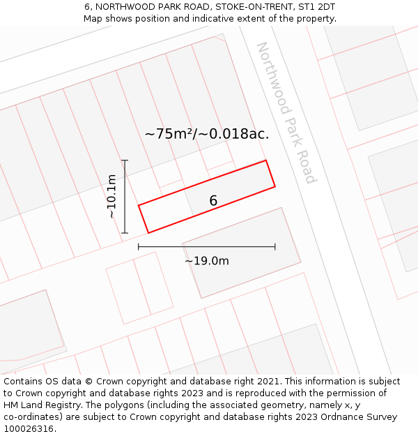 6, NORTHWOOD PARK ROAD, STOKE-ON-TRENT, ST1 2DT: Plot and title map