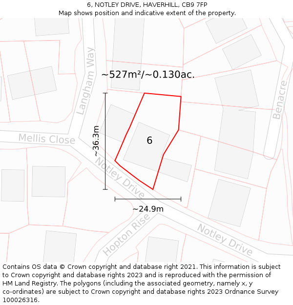 6, NOTLEY DRIVE, HAVERHILL, CB9 7FP: Plot and title map