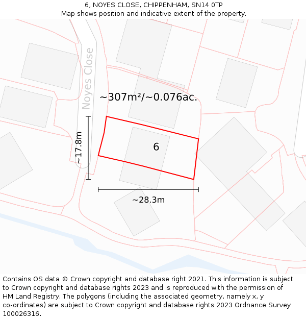 6, NOYES CLOSE, CHIPPENHAM, SN14 0TP: Plot and title map