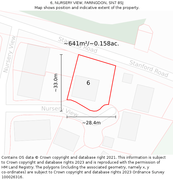 6, NURSERY VIEW, FARINGDON, SN7 8SJ: Plot and title map