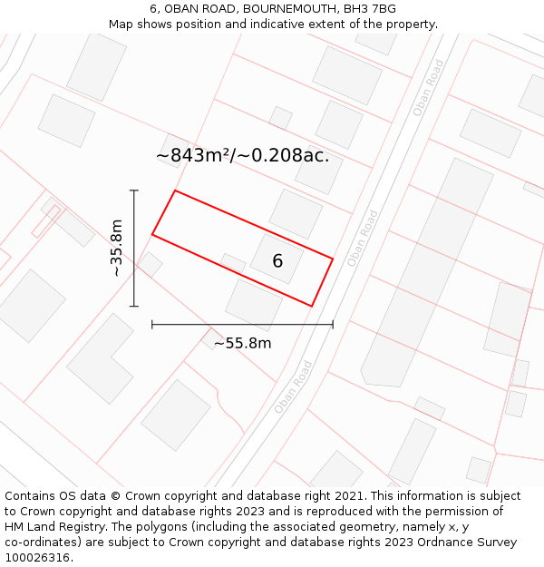6, OBAN ROAD, BOURNEMOUTH, BH3 7BG: Plot and title map