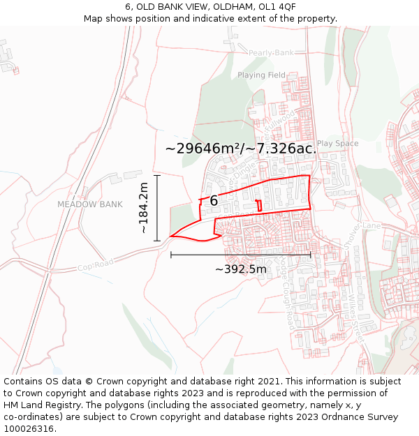 6, OLD BANK VIEW, OLDHAM, OL1 4QF: Plot and title map