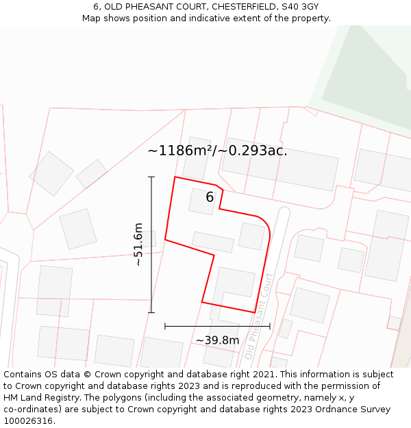 6, OLD PHEASANT COURT, CHESTERFIELD, S40 3GY: Plot and title map