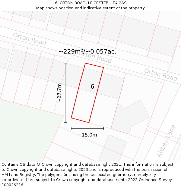 6, ORTON ROAD, LEICESTER, LE4 2AS: Plot and title map