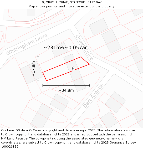 6, ORWELL DRIVE, STAFFORD, ST17 9AY: Plot and title map