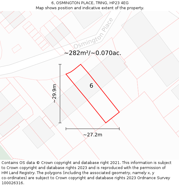 6, OSMINGTON PLACE, TRING, HP23 4EG: Plot and title map