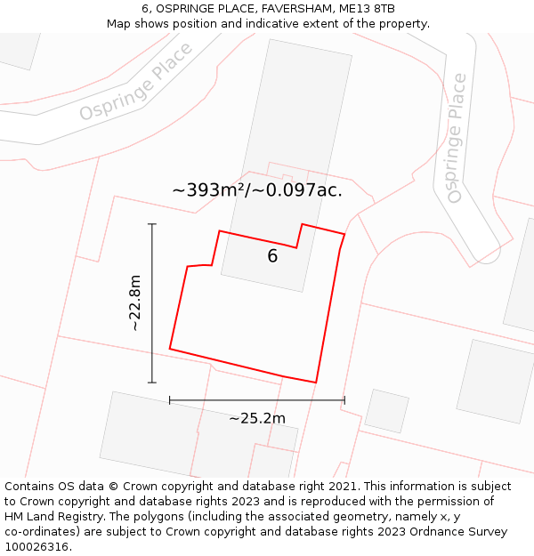6, OSPRINGE PLACE, FAVERSHAM, ME13 8TB: Plot and title map