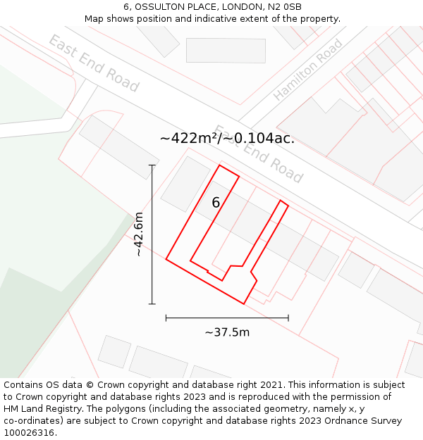 6, OSSULTON PLACE, LONDON, N2 0SB: Plot and title map