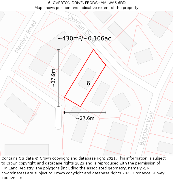 6, OVERTON DRIVE, FRODSHAM, WA6 6BD: Plot and title map
