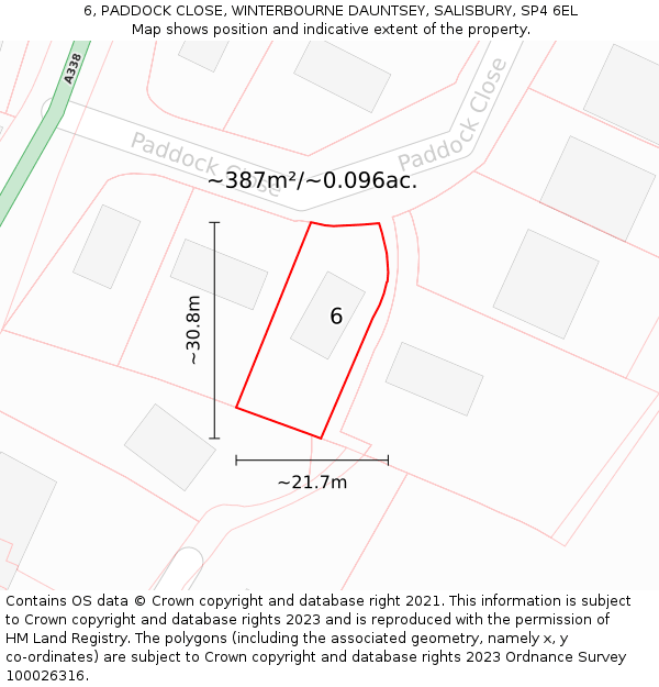 6, PADDOCK CLOSE, WINTERBOURNE DAUNTSEY, SALISBURY, SP4 6EL: Plot and title map