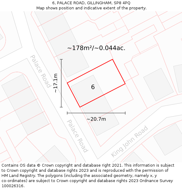 6, PALACE ROAD, GILLINGHAM, SP8 4PQ: Plot and title map