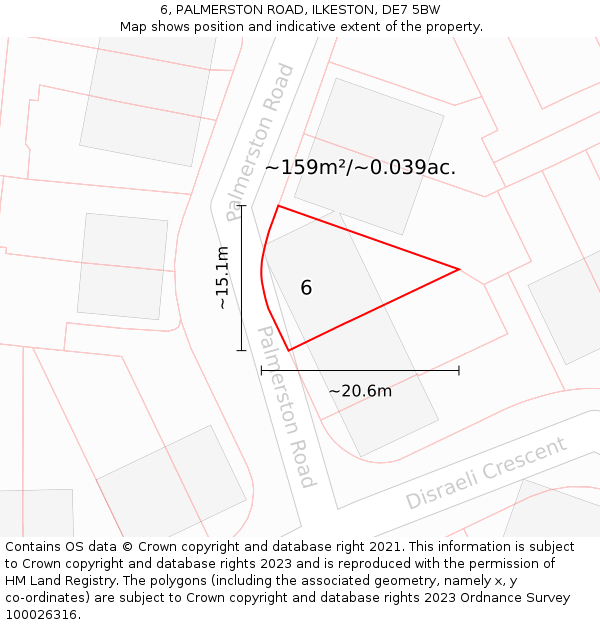 6, PALMERSTON ROAD, ILKESTON, DE7 5BW: Plot and title map