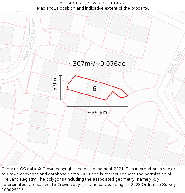 6, PARK END, NEWPORT, TF10 7JG: Plot and title map