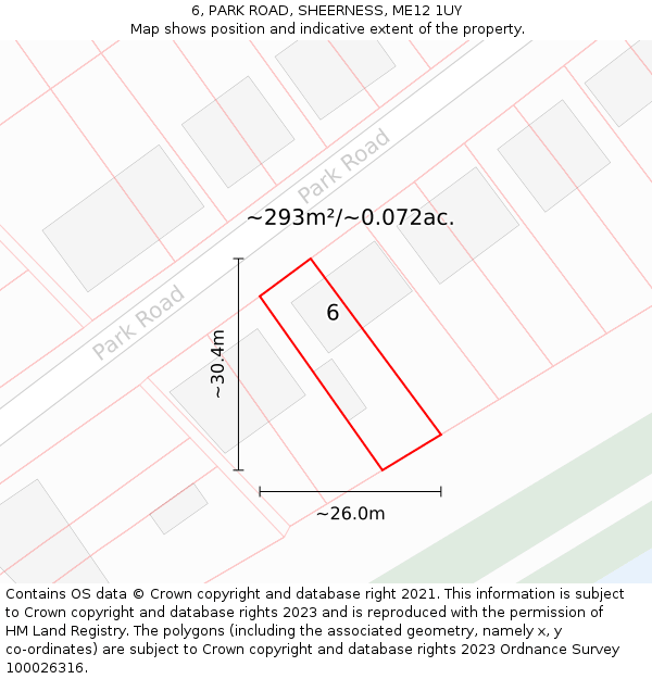 6, PARK ROAD, SHEERNESS, ME12 1UY: Plot and title map