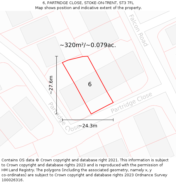 6, PARTRIDGE CLOSE, STOKE-ON-TRENT, ST3 7FL: Plot and title map