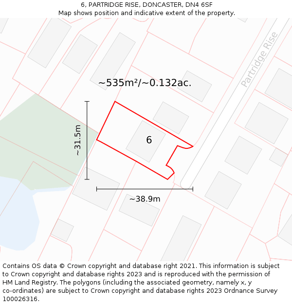 6, PARTRIDGE RISE, DONCASTER, DN4 6SF: Plot and title map