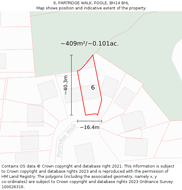 6, PARTRIDGE WALK, POOLE, BH14 8HL: Plot and title map