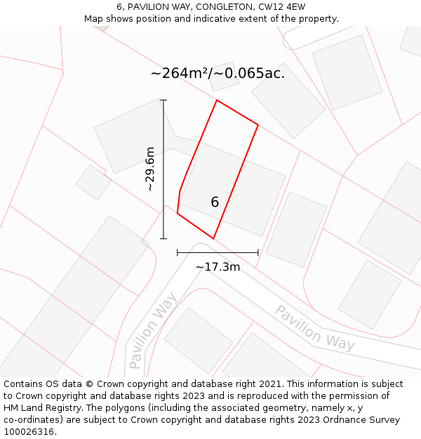 6, PAVILION WAY, CONGLETON, CW12 4EW: Plot and title map