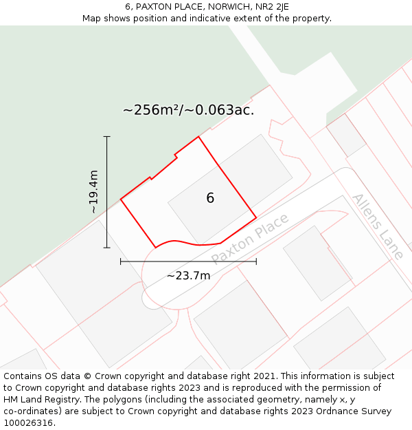 6, PAXTON PLACE, NORWICH, NR2 2JE: Plot and title map