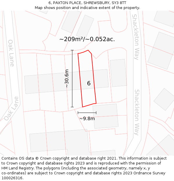 6, PAXTON PLACE, SHREWSBURY, SY3 8TT: Plot and title map