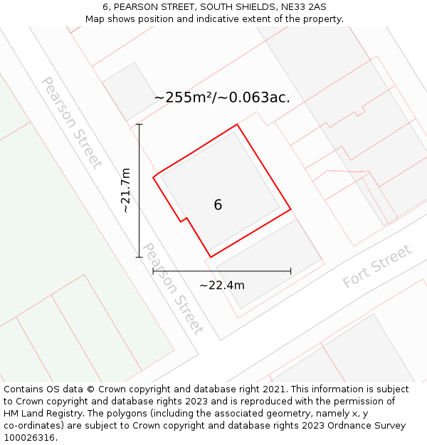 6, PEARSON STREET, SOUTH SHIELDS, NE33 2AS: Plot and title map