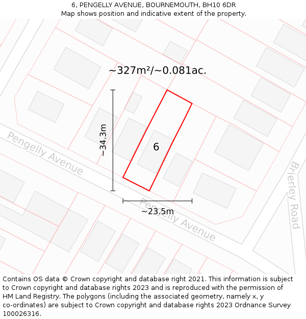 6, PENGELLY AVENUE, BOURNEMOUTH, BH10 6DR: Plot and title map
