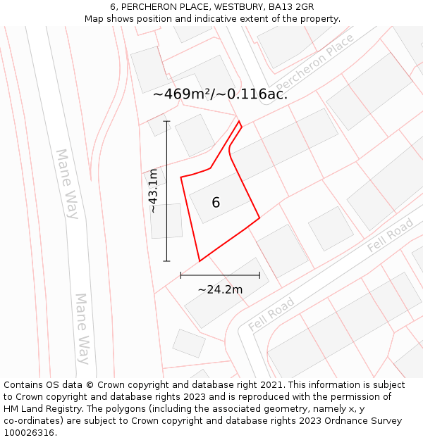 6, PERCHERON PLACE, WESTBURY, BA13 2GR: Plot and title map