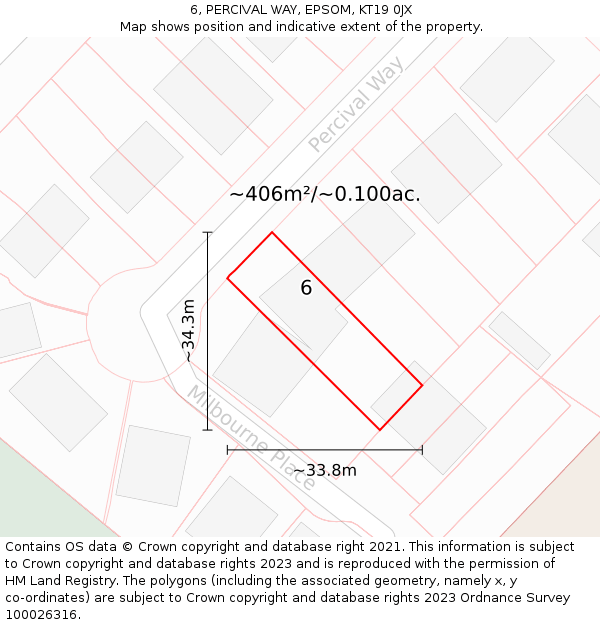 6, PERCIVAL WAY, EPSOM, KT19 0JX: Plot and title map