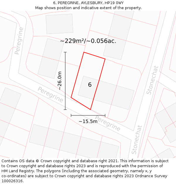 6, PEREGRINE, AYLESBURY, HP19 0WY: Plot and title map