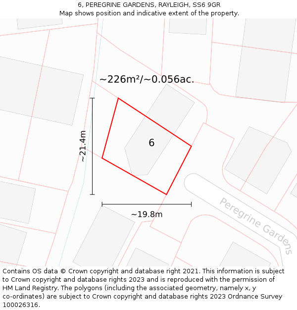 6, PEREGRINE GARDENS, RAYLEIGH, SS6 9GR: Plot and title map