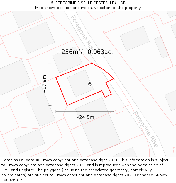 6, PEREGRINE RISE, LEICESTER, LE4 1DR: Plot and title map