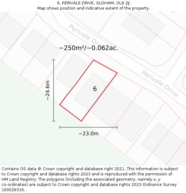 6, PERIVALE DRIVE, OLDHAM, OL8 2JJ: Plot and title map