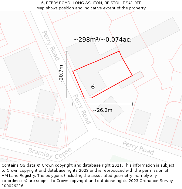 6, PERRY ROAD, LONG ASHTON, BRISTOL, BS41 9FE: Plot and title map