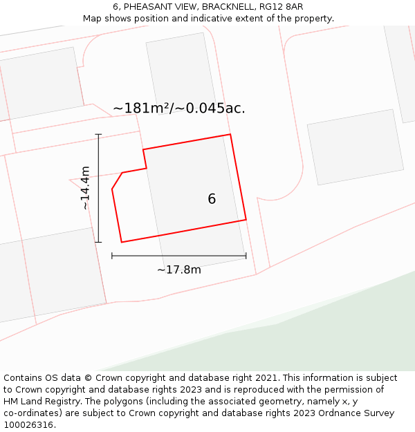 6, PHEASANT VIEW, BRACKNELL, RG12 8AR: Plot and title map